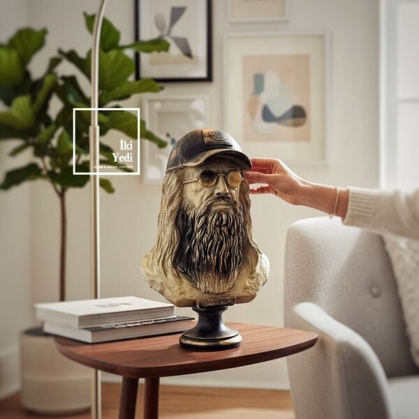 Tarihin Dahisi Leonardo Da Vinci'nin Anakronistik Büst Heykeli Sıradışı Biblo Objeler Hediyelik