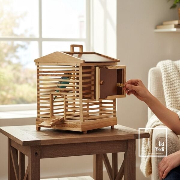 Bamford – İngiliz El Yapımı Ahşap Kuş Kafesi & Kuş Evi Bahçe Balkon Doğal Tasarım Ev Aksesuarı Wood