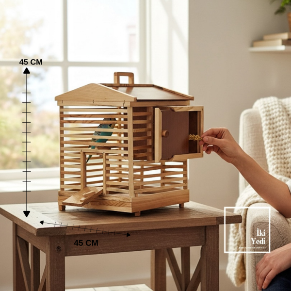 Bamford – İngiliz El Yapımı Ahşap Kuş Kafesi & Kuş Evi Bahçe Balkon Doğal Tasarım Ev Aksesuarı Wood