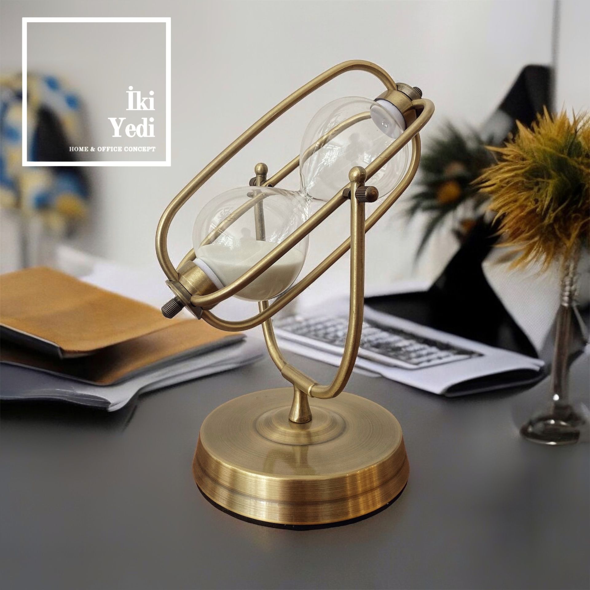 Moreau Spiral Tasarım Gold Kum Saati, 30 Dakika Cam Obje, Ofis Masaüstü Dekoratif Hediyelik