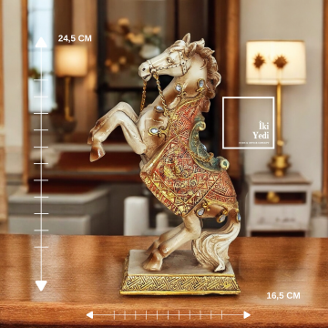 Dahmer Beyaz Şahlanan At Figürü Dekoratif Obje Biblo Heykel Ev Ofis Hediyesi Hediyelik Dekorasyon