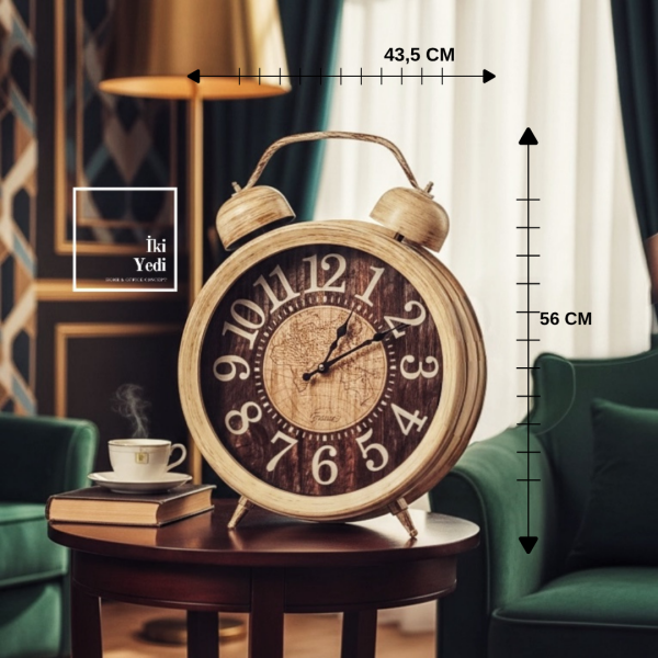 Harper: İkonik Çalar Saat Formunda Büyük Boy Yer ve Konsol Saati Ayaklı Saat Nostaljik Dekorasyon