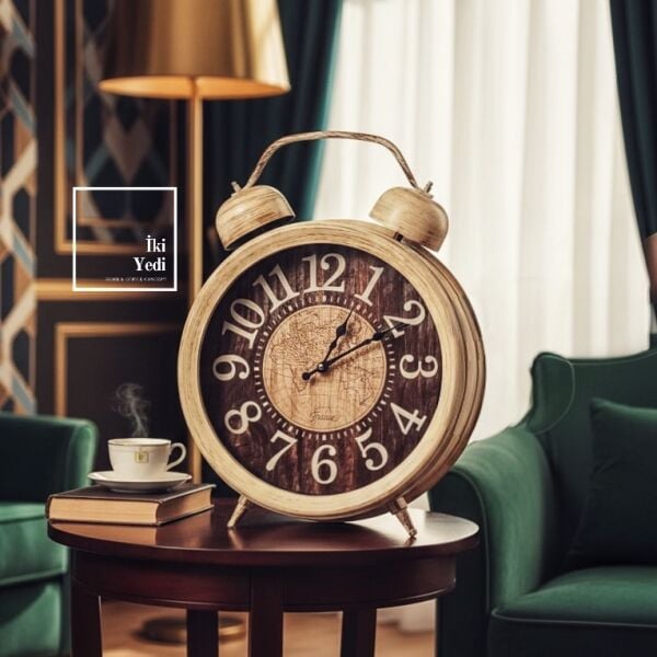Harper: İkonik Çalar Saat Formunda Büyük Boy Yer ve Konsol Saati Ayaklı Saat Nostaljik Dekorasyon