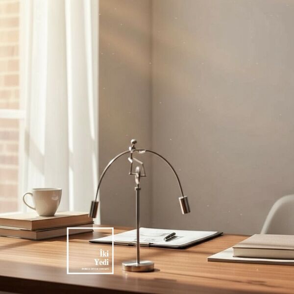 Newton Denge Adam Metal Balans Figürü – Dekoratif Masaüstü Ofis Aksesuarı ve İş Hediyesi