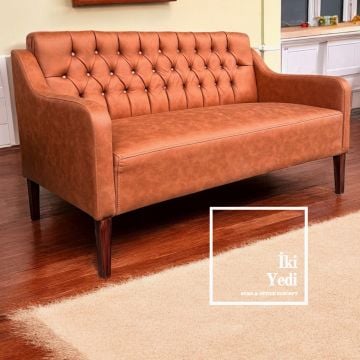 Peakloon Silinebilir Kalın Nubuk Kumaş 150 cm İkili Koltuk 2 Kişilik Kanepe Ofis Bekleme Koltuğu Büro Misafir Makam Dinlenme Koltukları Düğmeli Kapitoneli