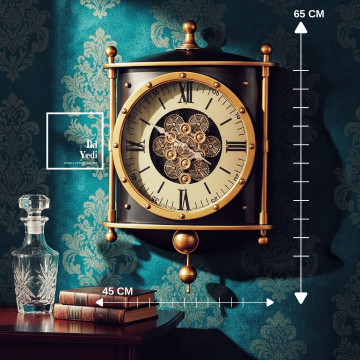 Tourbillon Döner Çarklı Sarkıt Detay Duvar Saati Pirinç Ton Mekanizma Klasik Ev Ofis Dekoru Hediye