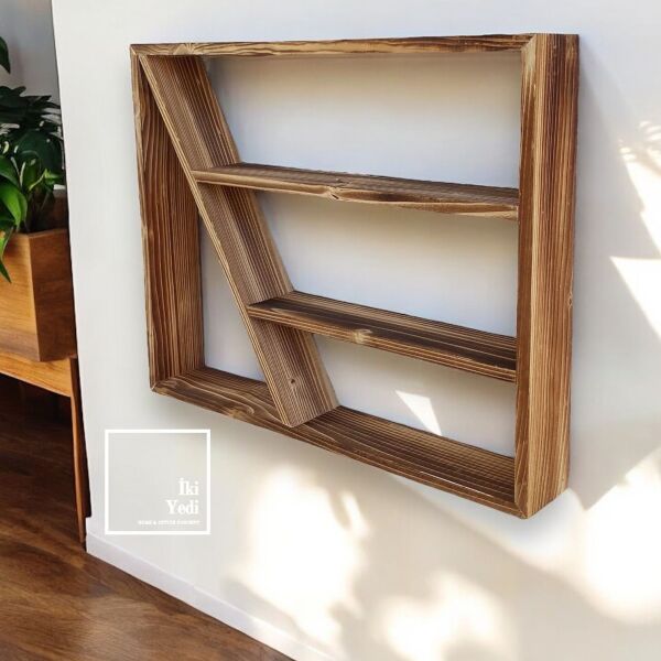 Novalis Ahşap Dekoratif Raf Masif Çam Ağacı Süs Aksesuar Rafı Duvar Dekoru