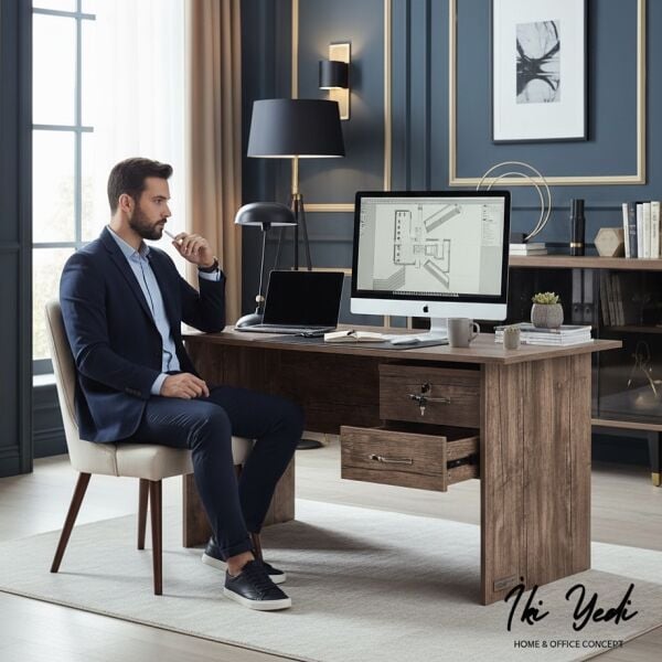 Repondant 140 cm Çekmeceli Çalışma Masası Ofis Büro Personel Sekreter Masa Modeli Bilgisayar Masası