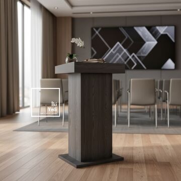 Lucca Modern Antrasit Gri Meşe Konuşma Kürsüsü Konferans Toplantı Sunum Alanları İçin Şık Tasarım