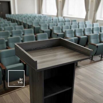 Lucca Modern Antrasit Gri Meşe Konuşma Kürsüsü Konferans Toplantı Sunum Alanları İçin Şık Tasarım