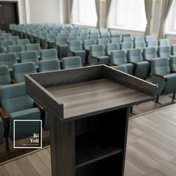 Lucca Modern Antrasit Gri Meşe Konuşma Kürsüsü Konferans Toplantı Sunum Alanları İçin Şık Tasarım