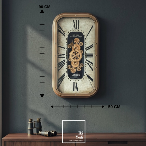 Windsor Metal Kasa Döner Çarklı Duvar Saati Endüstriyel Şıklığın Zirvesi Ofis Ev Duvar Dekorasyonu