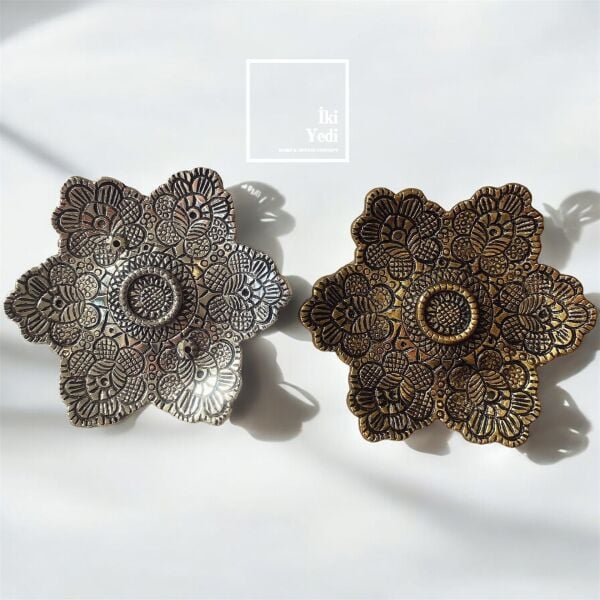 Mullin Metal Yaprak Tütsülük – Konik ve Çubuk Uyumlu, Yıkanabilir Meditasyon Tütsü Kabı