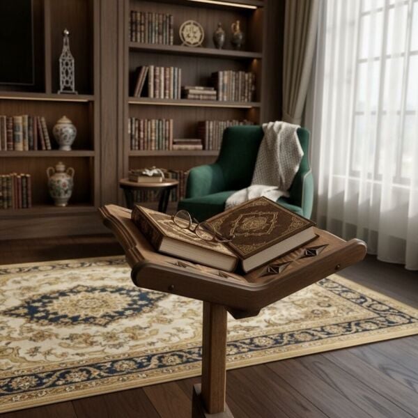 Vuslat 772 Asansörlü Ayarlanabilir Ahşap Ayaklı Rahle, Yer ve Koltuk Kullanımına Uygun Okuma Standı