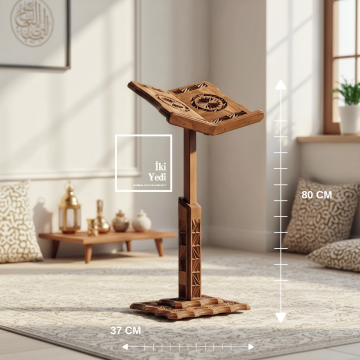 Vuslat 774 Asansörlü Ayarlanabilir Ahşap Ayaklı Rahle Oymalı Motifli El İşçiliği Masif Ağaç Antik