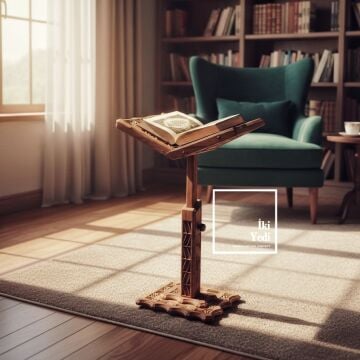 Vuslat 774 Asansörlü Ayarlanabilir Ahşap Ayaklı Rahle Oymalı Motifli El İşçiliği Masif Ağaç Antik