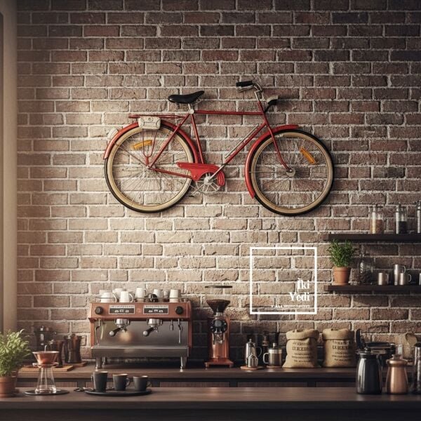 Riquel Kırmızı Bisiklet Metal Duvar Pano 100x57 cm Ev Ofis Cafe Genç Odası Çok Amaçlı Duvar Dekoru