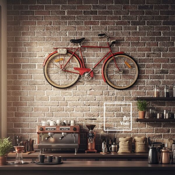 Riquel Kırmızı Bisiklet Metal Duvar Pano 100x57 cm Ev Ofis Cafe Genç Odası Çok Amaçlı Duvar Dekoru