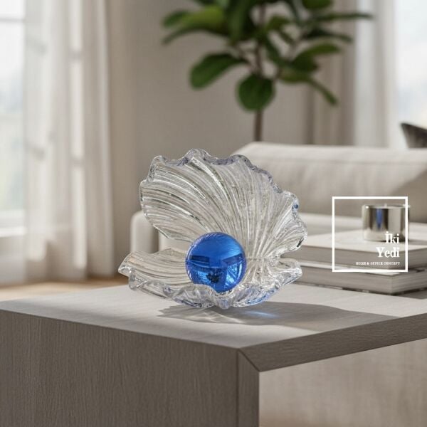 Perlamore Camın Şeffaf Zırhında Saklı Bir Okyanus Hikayesi Mavi İncili İstiridye Şık Dekoratif Obje