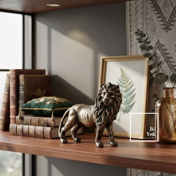 Lyreon Yeleli Aslan Biblosu: Küçük Boyut Dev Karakter Minik Heykel Dekoratif Obje Hediyelik Ofis Ev