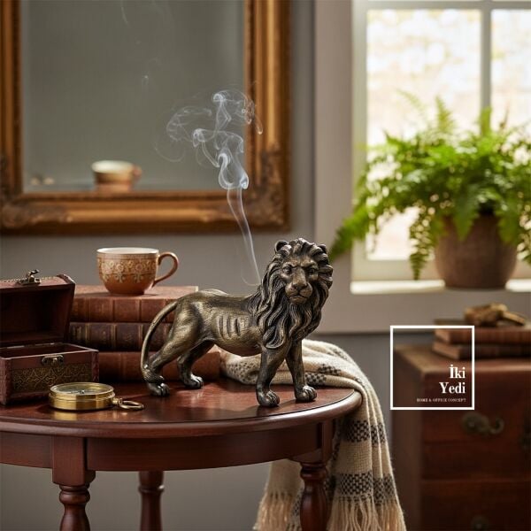 Lyreon Yeleli Aslan Biblosu: Küçük Boyut Dev Karakter Minik Heykel Dekoratif Obje Hediyelik Ofis Ev