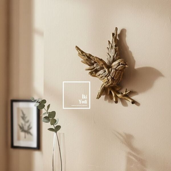 Menzies 771 Daldan Kanatlanan Kuş Duvar Dekoru | Ahşap Görünümlü Sanatsal Figür, Doğal Ev Aksesuarı