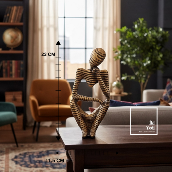 Fringe 774 Gold Düşünen İnsan Figürü Dekoratif Biblo Modern Ev Ofis Masa Üstü Obje Ofis Ev Hediyesi