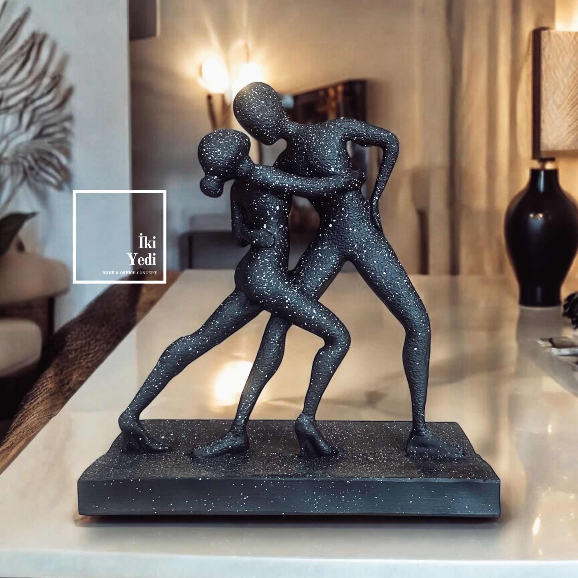 Tango Dansçı Çift Heykeli, Aşk ve Dans Figürü, Ev Dekorasyonu, Ofis Masaüstü Aksesuarı, Modern Dekoratif Obje, Hediyelik Biblo