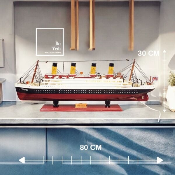 Higuain 80×30 cm Ledli Titanik Ahşap Gemi Maketi, Büyük Boy Dekoratif Obje – Hediyelik