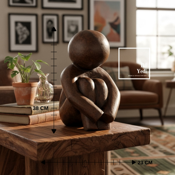 Modorso 773 Ahşap Görünümlü İçsel Sessizlik Figürü Modern Dekoratif Heykel Salon Ofis Objeler