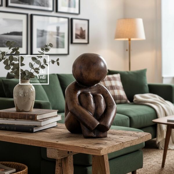 Modorso 773 Ahşap Görünümlü İçsel Sessizlik Figürü Modern Dekoratif Heykel Salon Ofis Objeler