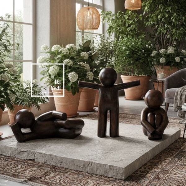 MODORSO Modern Sanatın Üç Haliyle Sanat İmzası Gövde Gösterisi İnsan Figürü Heykel Seti Obje Takımı