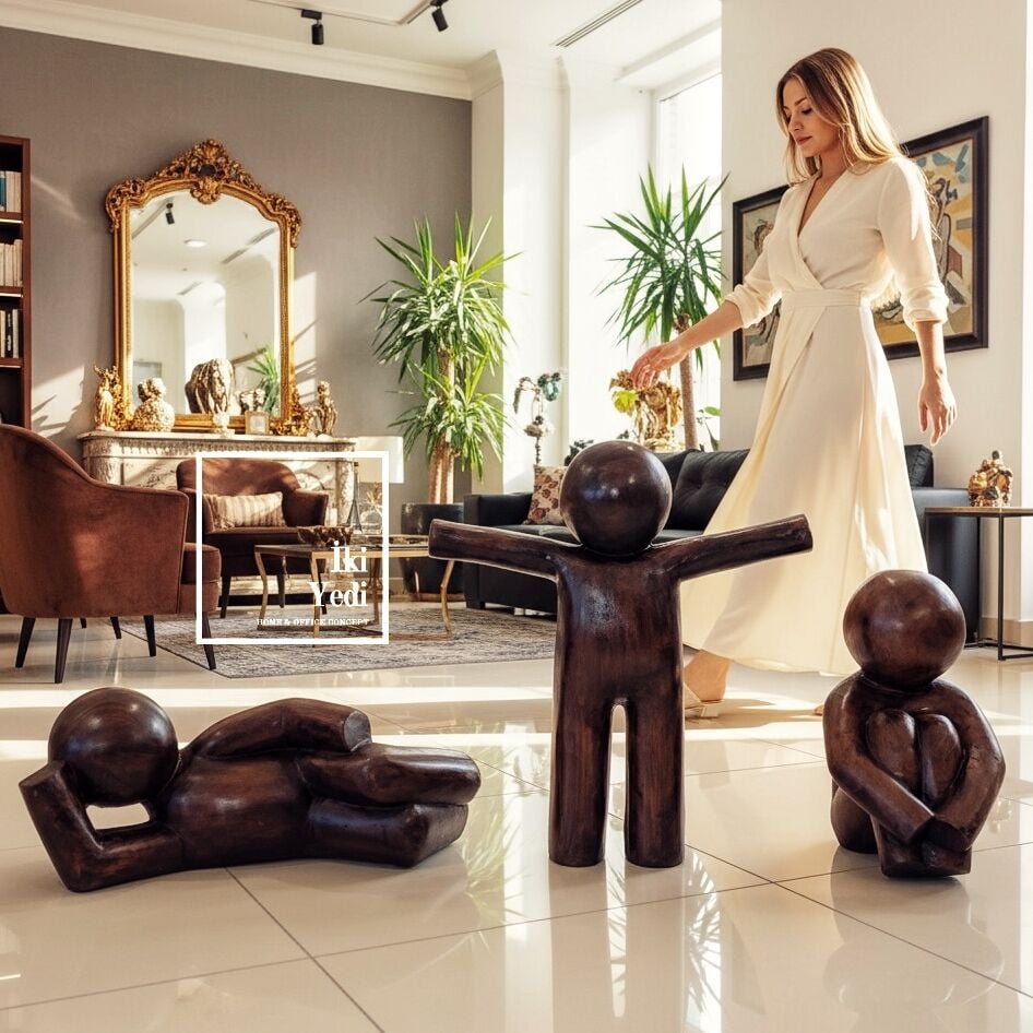 MODORSO Modern Sanatın Üç Haliyle Sanat İmzası Gövde Gösterisi İnsan Figürü Heykel Seti Obje Takımı