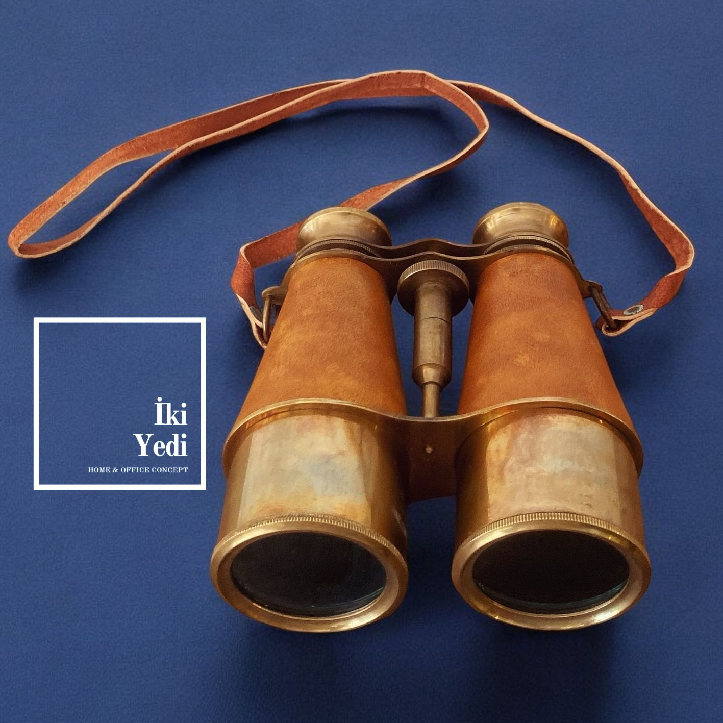 Chamfort Antika Tasarım Deri Kaplama Pirinç Dürbün – Ev Ofis Hediyesi Lüks Koleksiyon Objesi