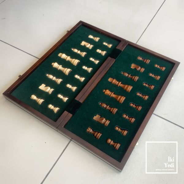Cutrone Ahşap Hazneli Mıknatıslı Satranç Takımı | Lüks Katlanabilir Satranç Seti