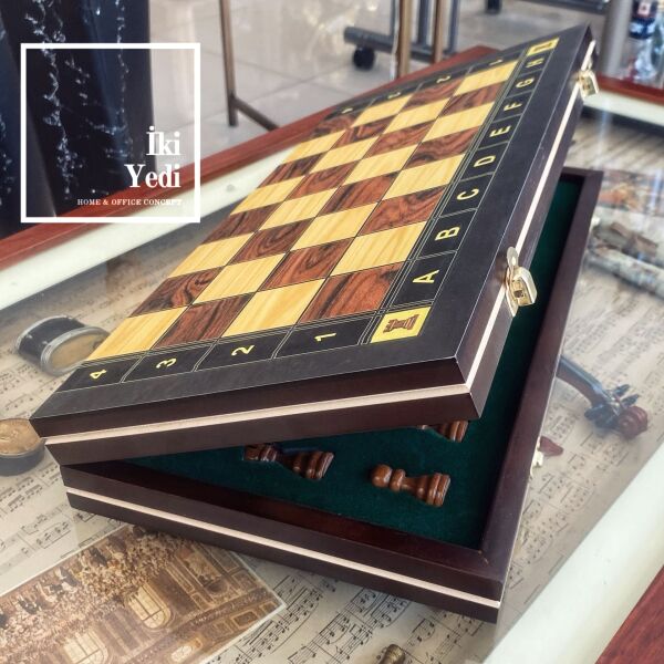 Cutrone Ahşap Hazneli Mıknatıslı Satranç Takımı | Lüks Katlanabilir Satranç Seti