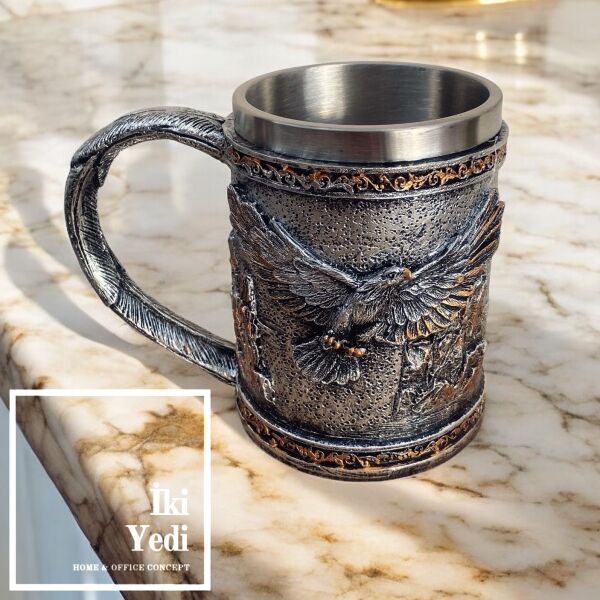 Eagle Paslanmaz Çelik Kabartmalı Kartal Figür Kupa Bardak Lüks Hediyelik Objeler Dekoratif İçecek Aksesuarlar