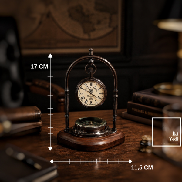 Victoria London 1876 Pusulalı Pirinç Masa Saati Vintage Retro Masaüstü Dekorasyon Hediye Aksesuar