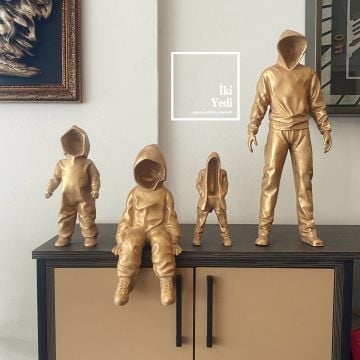Rapen Kapişonlu Adamlar Obje Seti Modern Dekoratif Heykeller İnsan Figürü Dekor
